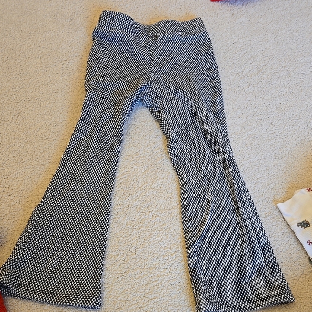 Chic Black and White Patterned Flare Pants